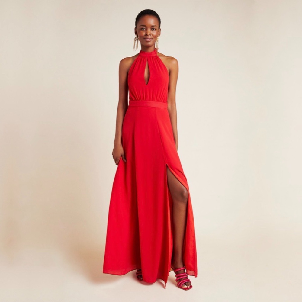 ANTHROPOLOGIE YUMI KIM Rocio Formal Red Maxi Dress S NWOT